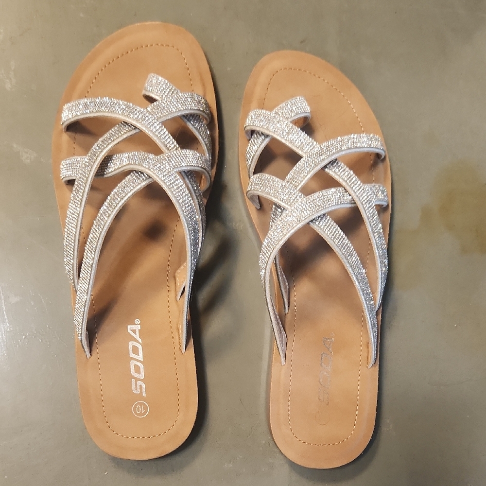 Soda Women's Glittering Silver Sandals